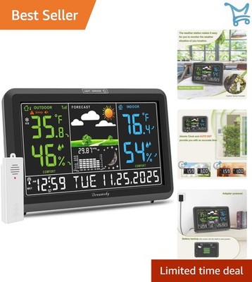 Indoor Outdoor Weather Station Digital Atomic Clock Large Display Humidity