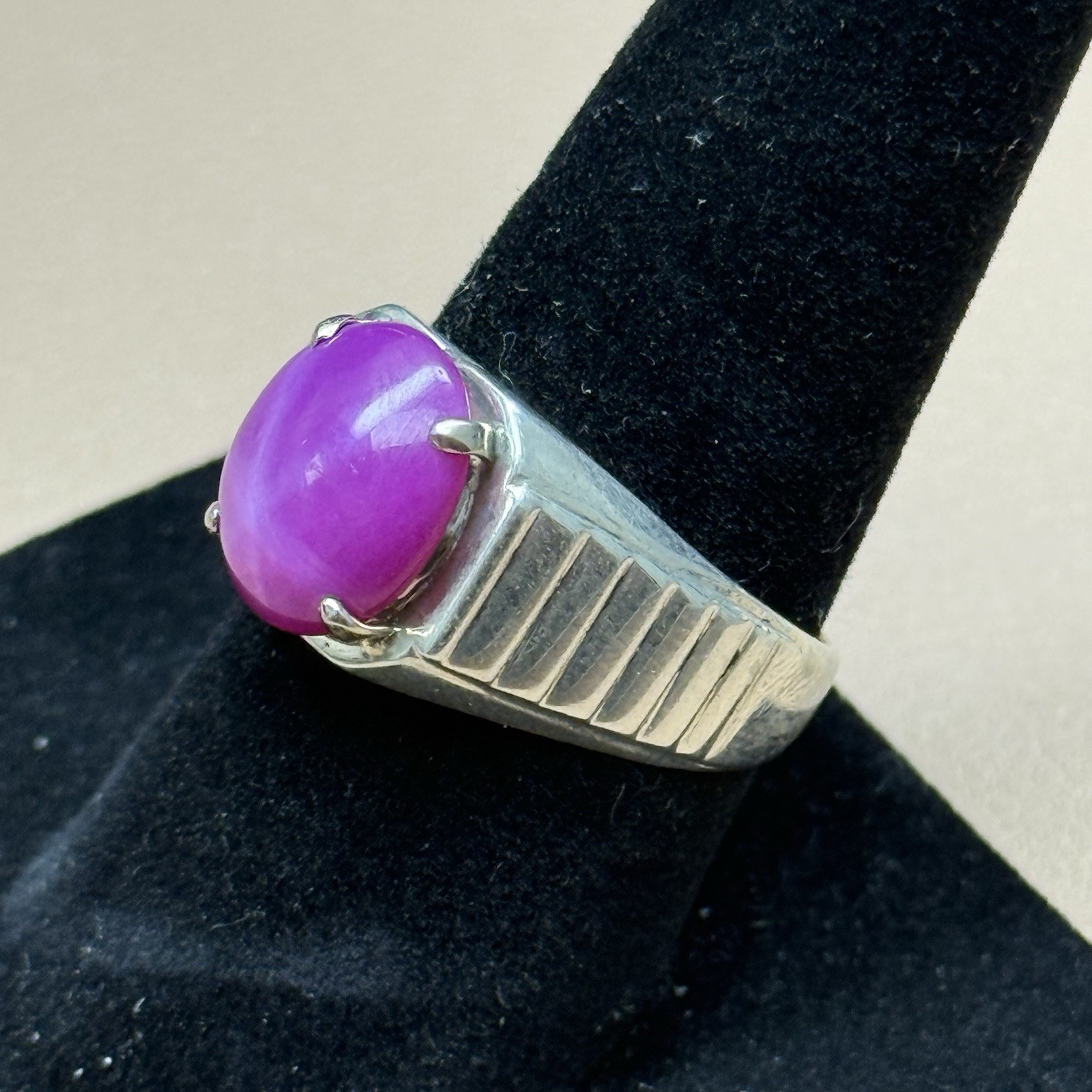 Star Ruby lab created Ring 925 Sterling Silver Sz… - image 2