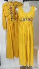 VTG MOVIE STAR 2 Piece Yellow Lingerie Dressing Gown Peignoir Long Nylon Robe S