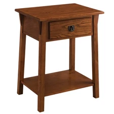 Leick Home 9066-RS Mission End Table with Drawer, Made with Solid Wood, Side