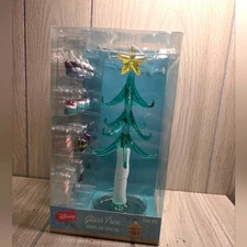 Disney Lelo And Stitch Glass Christmas Tree Light Up Table Top Holiday Decor