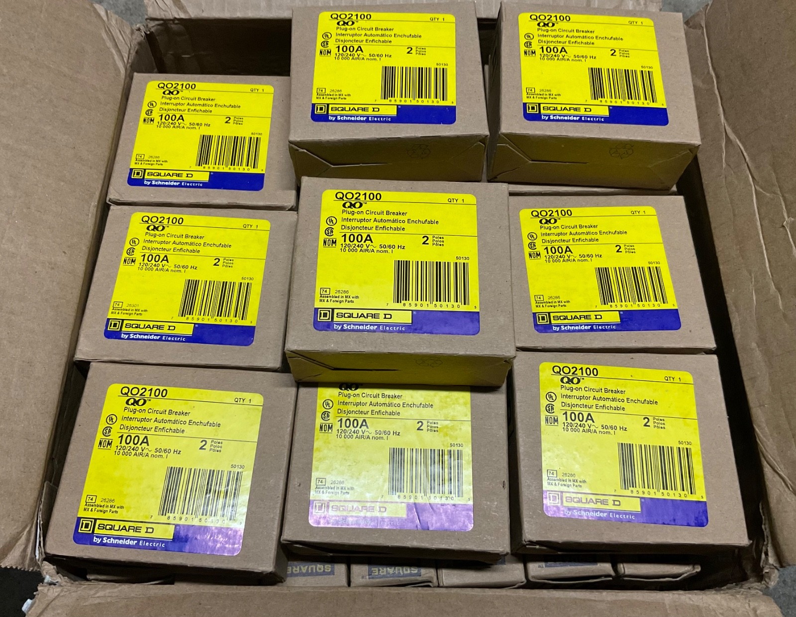 SQUARE D QO2100 100A 2 POLE QO TYPE CIRCUIT BREAKER BRAND NEW IN BOX