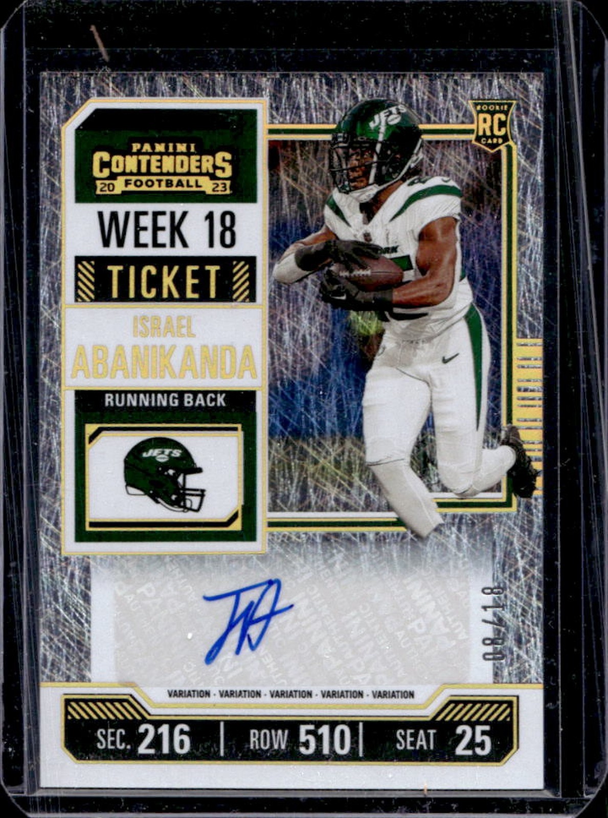Israel Abanikanda Panini Contenders #173 Variation-Autograph-Week 18