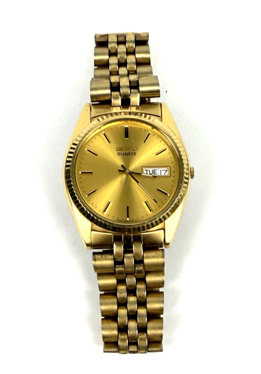 Men's Seiko Day Date Watch 7n43-812L Gold From Late 1980s Early