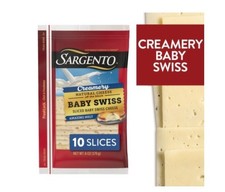 Sargento Creamery Sliced Baby Swiss Natural Cheese, 10 count, 6 oz 2 Pack