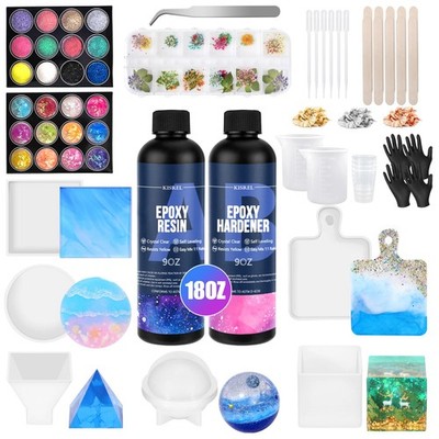 Epoxy Resin Kit for Beginners Resin Kit with Molds 18OZ Epoxy Kit with Dried ...