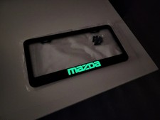 Glowing Mazda License Plate Frame Black Powder Coated Metal W Screws Caps