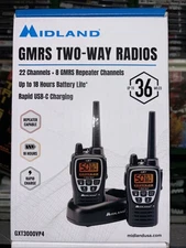 Midland GXT3000VP4 GMRS Two-Way Radios 22 Channels + 8 GMRS Repeater Channels