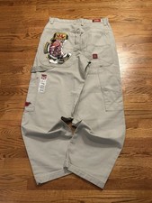 DEADSTOCK NWT Jnco Y2K Khaki Carpenter Wide Leg Baggy Pants Tan 33x32 Vintage