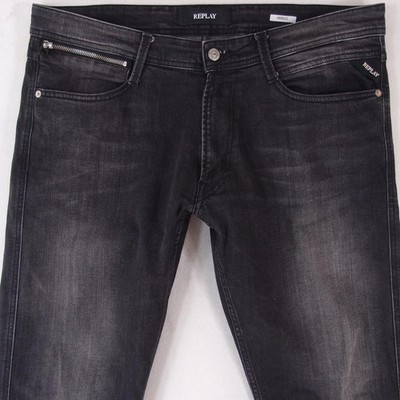 Mens Replay M914 ANBASS Stretch Slim Tapered Grey Jeans W36 L32