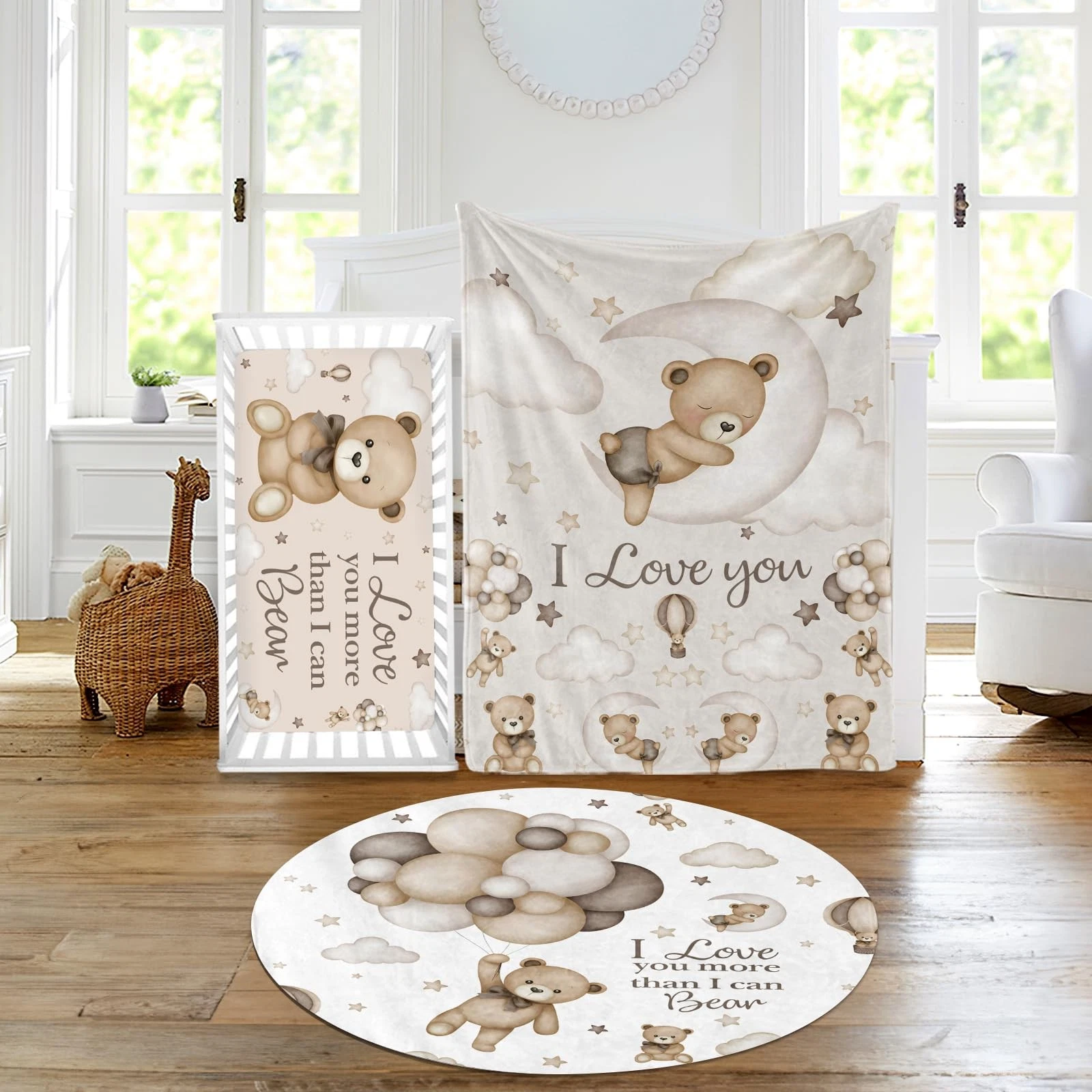 Duckbe Baby Crib Bedding Set - Moon Animal Nursery Bed 3 Pcs Set - Chic Soft ...