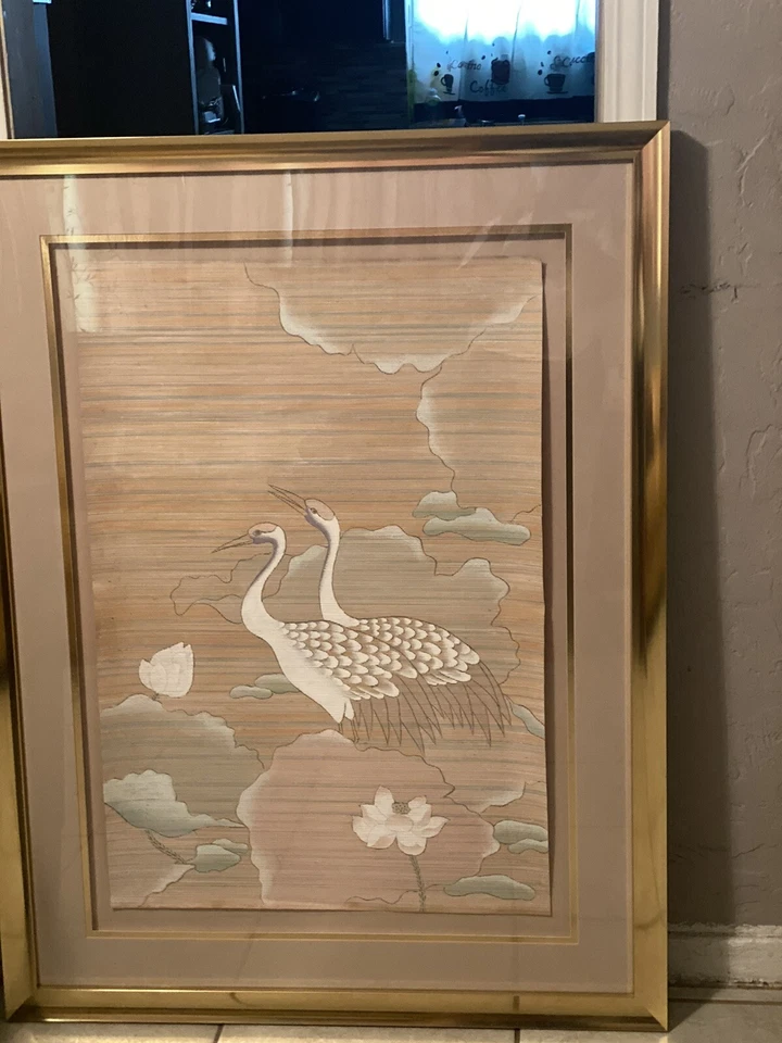 PRECIOSO MURCIÉLAGO PÁJARO SEDA ROSA JAPONÉS BORDADO A MANO VICTORIANO MOTIVO FLORAL Foto 2 de 2