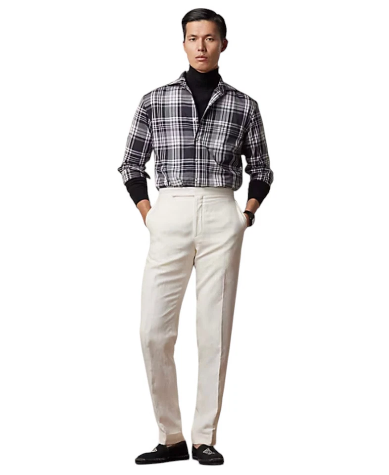 Ralph Lauren 紫色标签黑色白色格子薄纱正装衬衫 S 全新 $495 — 第 2/4 张图片