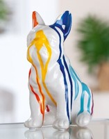 "33210 Figur Hund \"Colori\" Bulli Sitzend Keramik Weiß Bunt 10 X 15 X 19Cm"