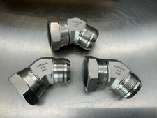 (3) 316 Stainless Steel  Hydraulic Fitting, 24MJ-24FJS 45-degree Elbow
