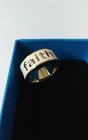 Cream Enamel "FAITH" Yellow Gold Colored Band Ring in SIZE 9 UNISEX — photo 2