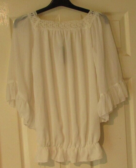 Sheer White Tunic Top Size M by Japanese Brand Frolic eBay