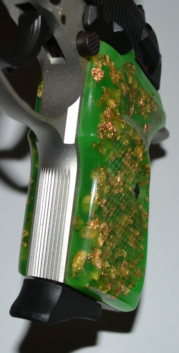 Bersa Thunder Firestorm 22 380 pistol grips neon green with gold