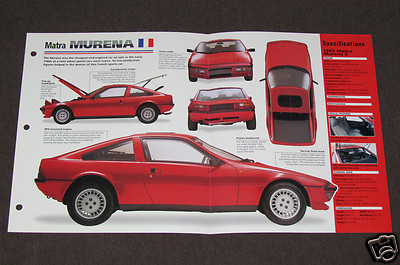 1980-1983 MATRA MURENA Car SPEC SHEET BROCHURE PHOTO BOOKLET