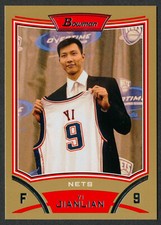 2008-09 Bowman Gold YI JIANLIAN #9 Very Rare Second Year New Jersey Nets SP #/50