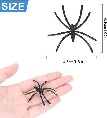 24 Fake Plastic Spiders - Scary Halloween Decoration For Pranks & Party Tricks