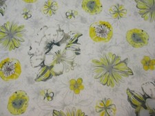 Floral Flower Yellow Gray Flowers Digital Printing Cotton Fabric BTHY