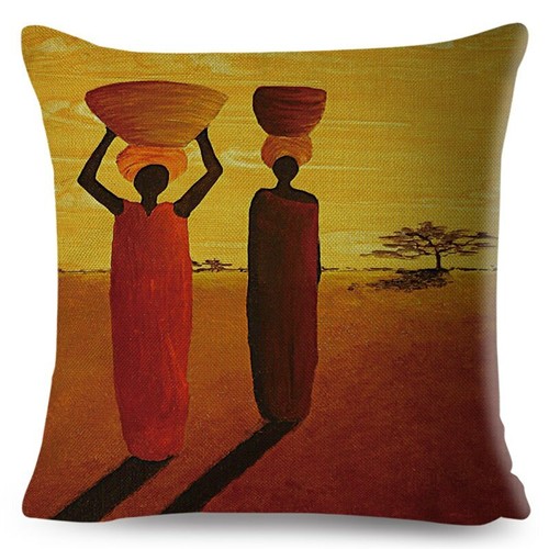 Orange Abstract Painting Africa life Collection African Woman Home Decor Pillow - Picture 8 of 38