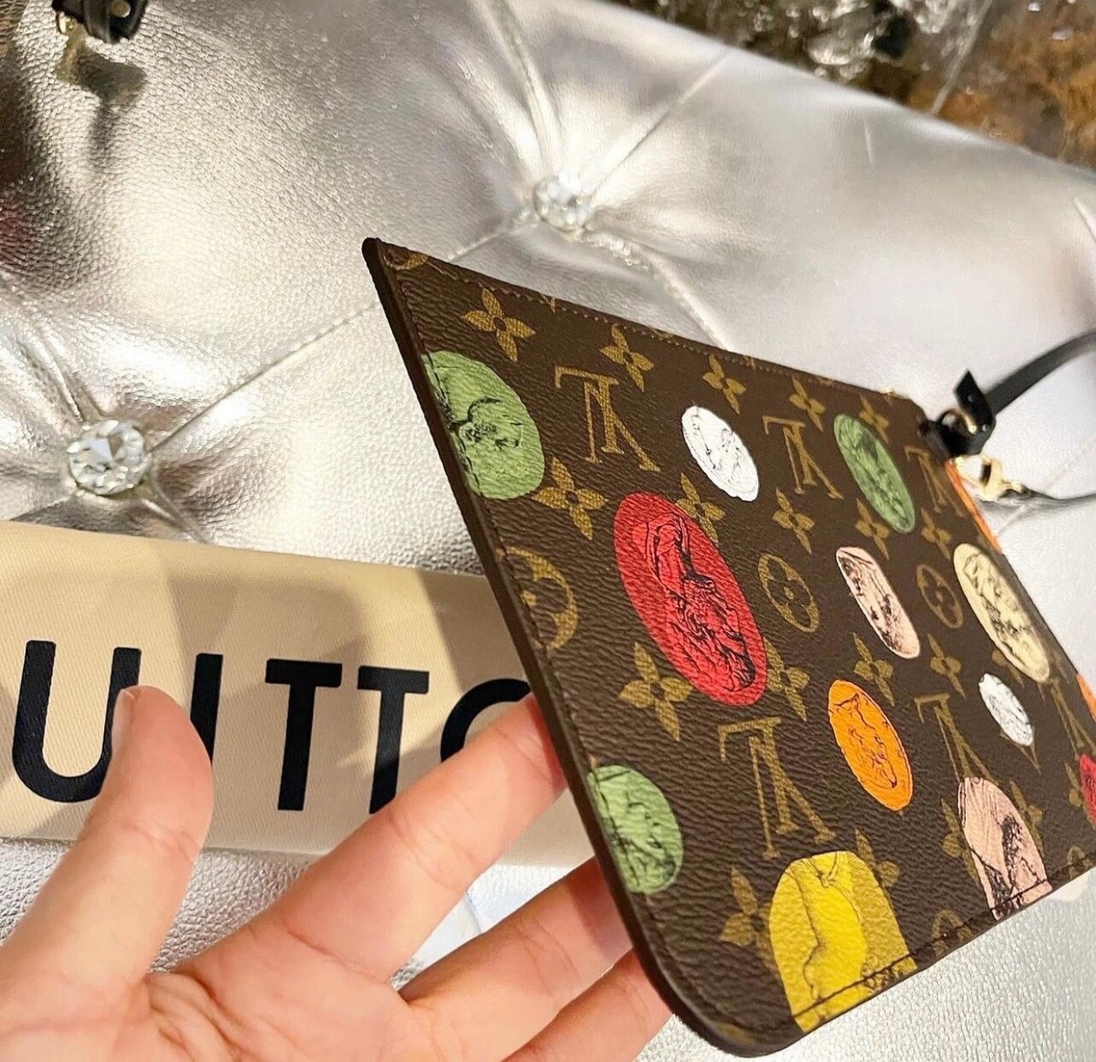 Louis Vuitton Fornasetti Giant Monogram Pouch Pochette Brown from
