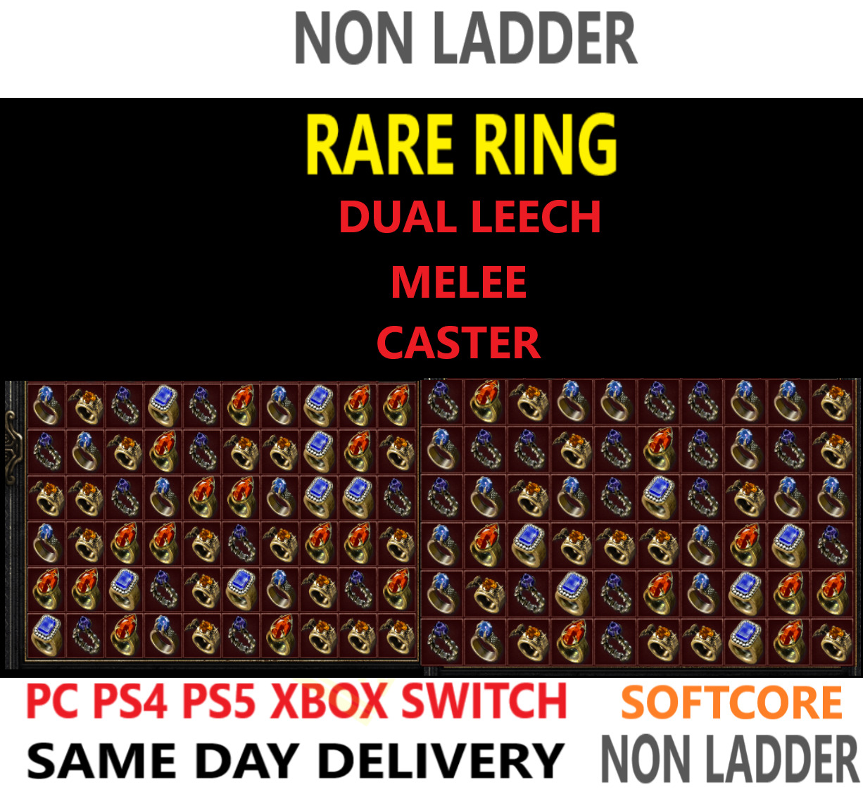 RARE RINGS NON LADDER ✅PC PS4 PS5 XBOX SWITCH✅ DIABLO 2 RESURRECTED D2R ITEMS