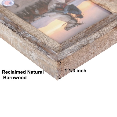 Rustic Barnwood Picture Frames - Natural Reclaimed Wood, 1 3/4" Frame Width - Picture 3 of 27