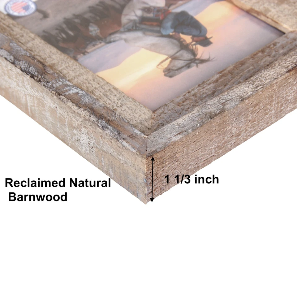 Rustic Barnwood Picture Frames - Natural Reclaimed Wood, 1 3/4" Frame Width - Image 3 of 4