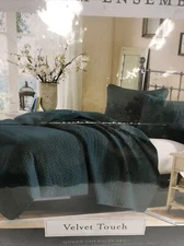 Hampton Hill Queen Coverlet Set Velvet Touch Blue Turquoise 