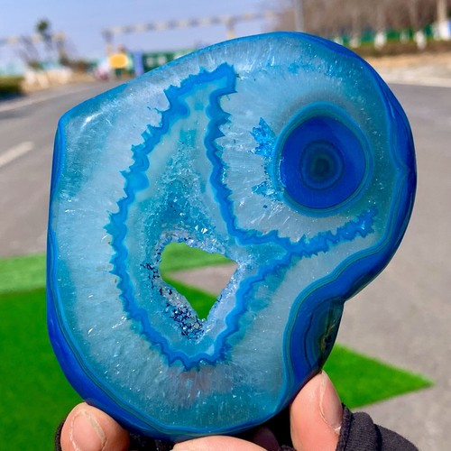 187G Beautiful Blue agate heart-shaped crystal heart-shaped energy healing - Picture 19 of 24