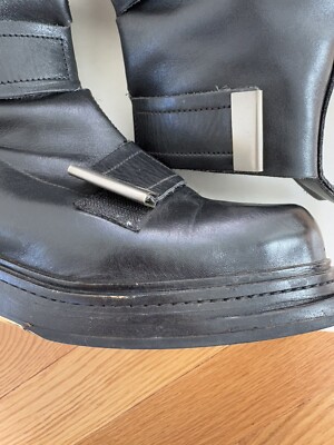 Dirk Bikkembergs Vintage 90s Black Leather Bondage Platform  display picture 2