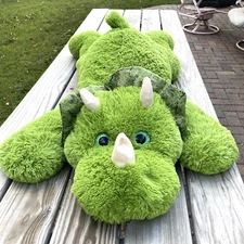Hug Fun Jumbo 42" Triceratops Green Dinosaur Soft Plush Stuffed Animal OOP Rare
