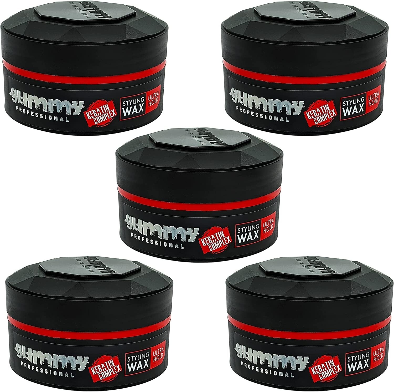 Gummy Hair Styling Aqua Wax Red Ultra Hold, Keratin Complex 150ml - 5 PCS