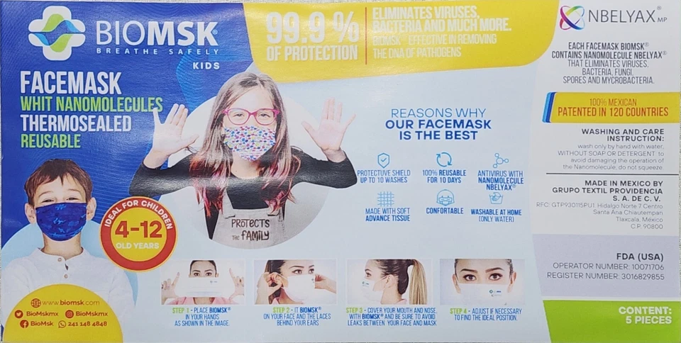 NEW 25 Pieces BioMask Reusable Washable Face Mask, Kids Size, School Pack - Image 2 of 4