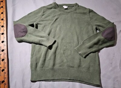 Crewcuts Sweater Youth Boys Size 10 Green Elbow Patches Wool Blend Casual Preppy