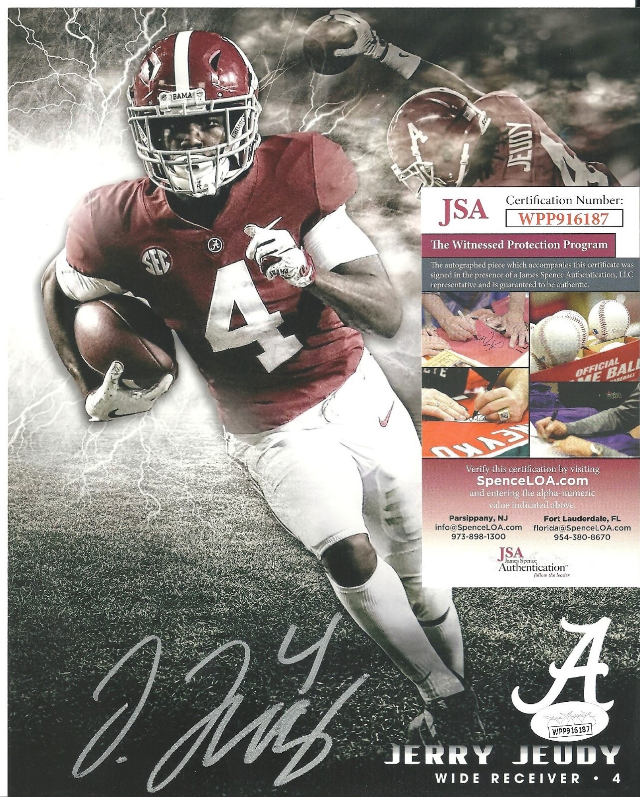 Jerry Jeudy Autographed Signed Alabama Crimson Tide Auto 8x10 Photo JSA COA Football 