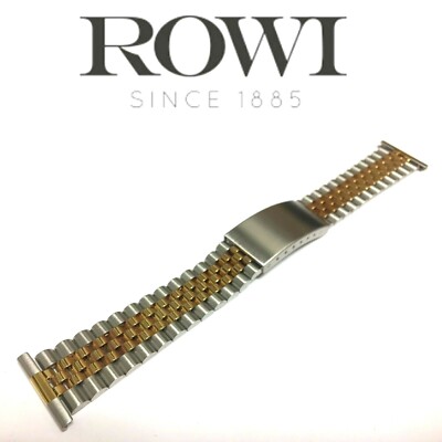 22mm ROWI 302663 STAINLESS STEEL/GOLD PLATED WATCH BRACELET JUBILEE LINK STYLE
