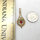 Art Deco 10K Yellow Gold Red Stone & pearl Pendant [P62] — photo 6
