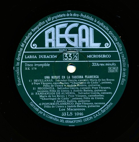Los Macarenos – Una Noche En La Taberna Flamenca - Regal 33LS 1046 (Spain) 10" - Picture 3 of 3