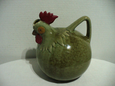 Rooster Pitcher Farmhouse Country Green ceramic