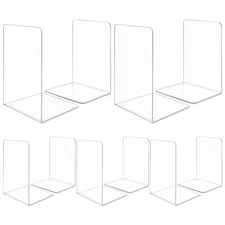 10 Pieces Book Ends Clear Acrylic Bookends for Shelves Heavy Duty Book Holder...