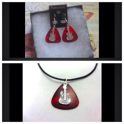 Custom Music Jewelry Guitar Pick Necklace and Earrings, Music Note, Instruments