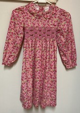 Vtg Laura Ashley Girls Pink Floral Smocked Tea Dress Cottagecore Size 6