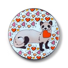 Ferret Valentines Day Heart Pinback Button Handmade Gift 2.25"