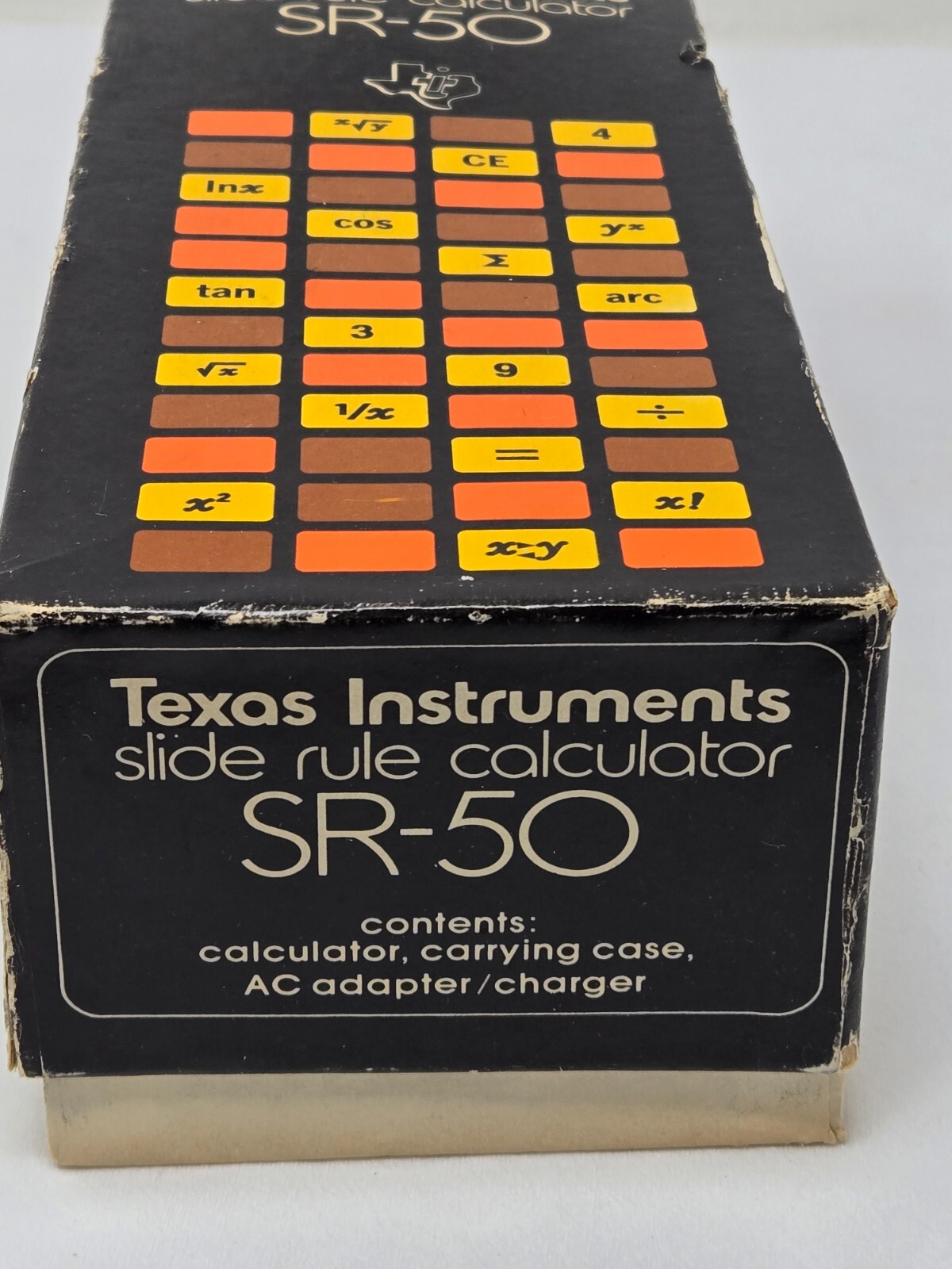 VINTAGE TEXAS INSTRUMENTS SLIDE RULE CALCULATOR SR50 WBOX READ G2U
