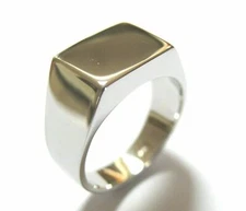Size M Mens Genuine Sterling Silver Square Signet Ring