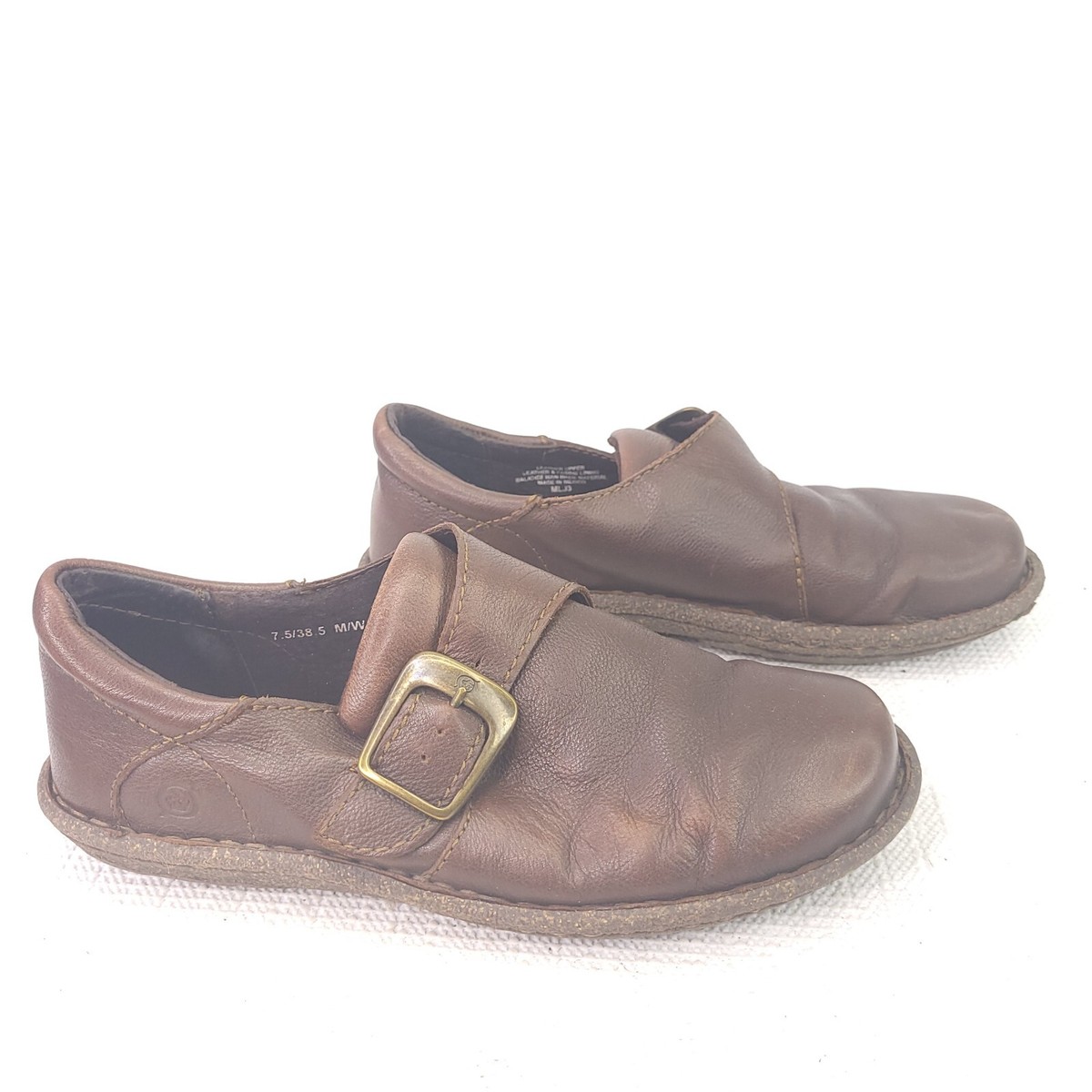 Born Brown Leather Loafers Monk Strap Slip On Shoes Womens  display picture 1
